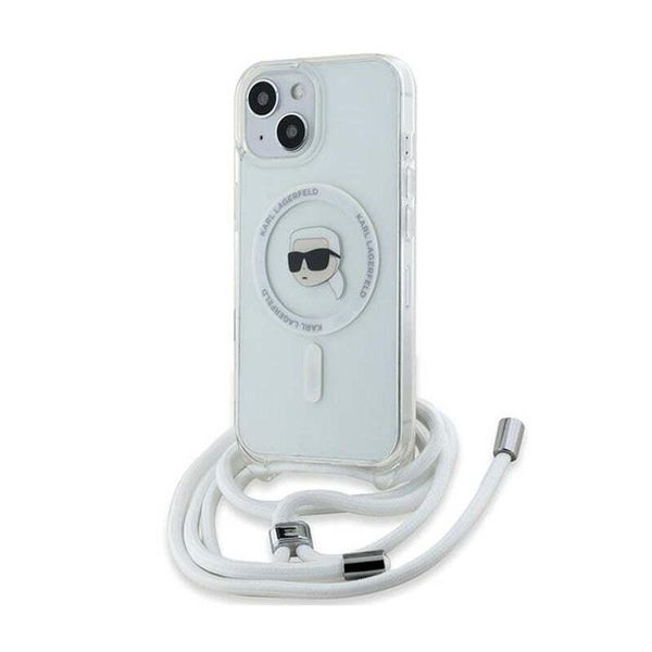 Karl Lagerfeld Klhmp15Shckhnt Custodia Rigida Per Iphone 15 / 14 / 13 6.1 Crossbody Trasparente Iml Karl Head Magsafe-image