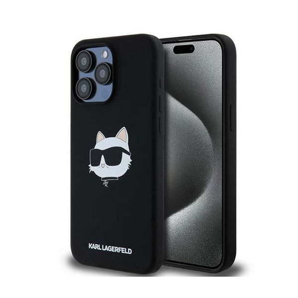 Karl Lagerfeld Klhmp15Lschpplk Iphone 15 Pro 6.1 Czarny/Nero Custodia Rigida In Silicone Choupette Head Magsafe-image