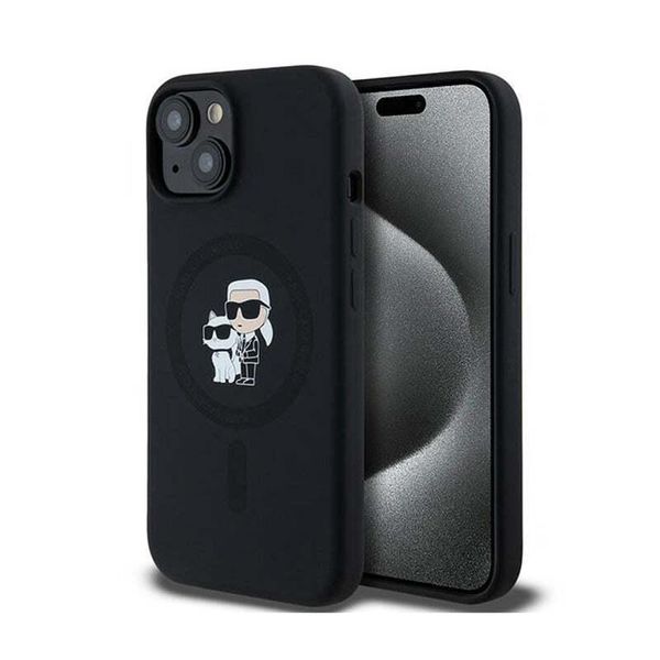 Karl Lagerfeld Klhmp15Mscmkcrhk Custodia Rigida Per Iphone 15 Plus / 14 Plus 6.7 Czarny/Nero In Silicone Karl & Choupette Magsafe-image
