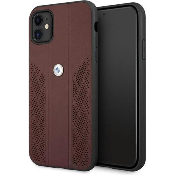 Bmw Custodia Bmhcn61Rsppr Iphone 11 / Xr 6.1 Rosso/Rosso Custodia Rigida In Pelle Curve Perforate-image