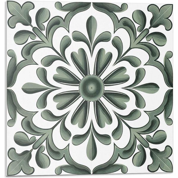 Motivo Floreale In Cerchio - Autoadesivo - Rivestimenti Murali - Pannello Murale - Decorazione Murale - Pannelli Murali Decorativi - Pannelli Murali 3D - Design Murale Autoadesivo - 4 Pezzi 50 X 50 Cm-image