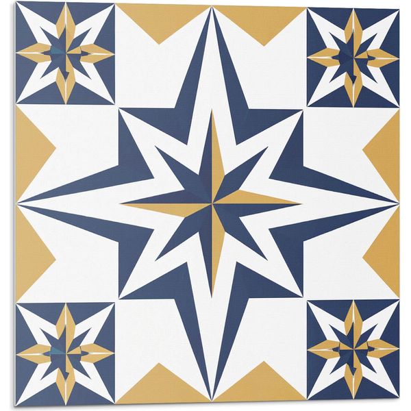 Stelle Geometriche A Quadretti - Piastrelle Autoadesive - Piastrelle Da Parete - Pannelli Da Parete - Piastrelle Autoadesive Per Il Bagno - Piastrelle Autoadesive Per La Cucina - Carta Da Parati Autoadesiva - Decorazione Murale - 4 Unità 50 X 50 Cm-image