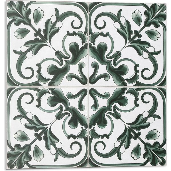 Motivo Vegetale A Quadretti - Autoadesivo - Rivestimenti Murali - Pannello Murale - Decorazione Murale - Pannelli Murali Decorativi - Pannelli Murali 3D - Design Murale Autoadesivo - 4 Pezzi 50 X 50 Cm-image
