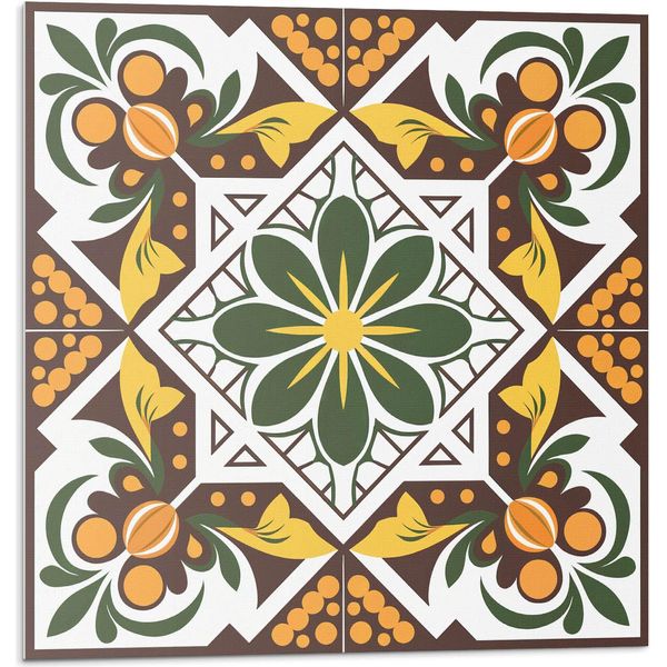 Motivo Vegetale Con Fiori - Autoadesivo - Rivestimenti Murali - Pannello Murale - Decorazione Murale - Pannelli Murali Decorativi - Pannelli Murali 3D - Design Murale Autoadesivo - 4 Pezzi 50 X 50 Cm-image