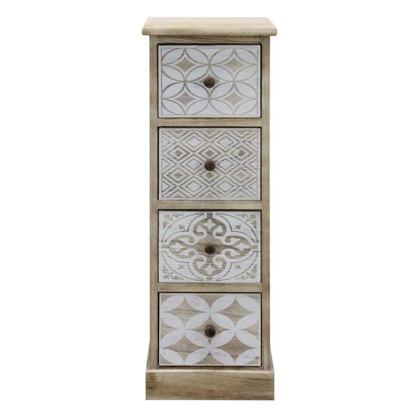 Cassettiera Rebecca Mobili Con 4 Cassetti In Legno Marrone E Bianco-image