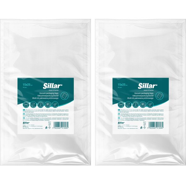 Sillar Sacchetti Sottovuoto Per Alimenti 100 Sacchetti 15X25Cm Per La Maggior Parte Dei Sigillatori Sottovuoto E Sigillatori Sottovuoto Per Alimenti, Sacchetti Per Congelatore A Prova Di Bollitura E Sous Vide, -20-100℃, Senza Bpa-image