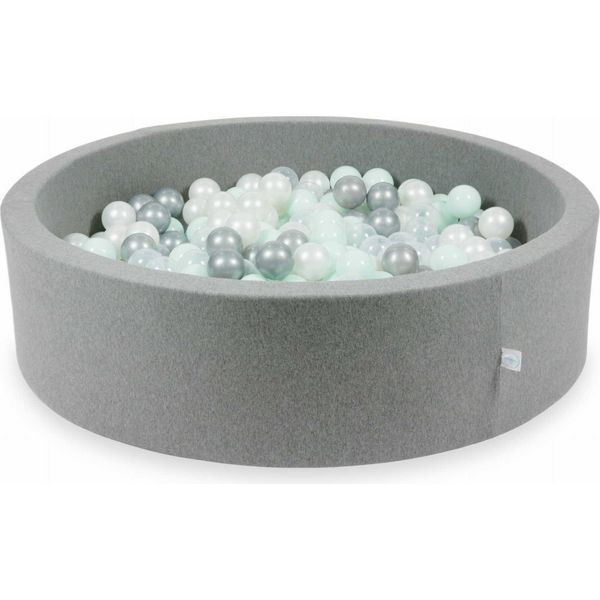 Piscina Di Palline 110X30Cm Grigio - Con 400 Palline / Trasparente, Madreperla, Argento, Menta Chiaro-image
