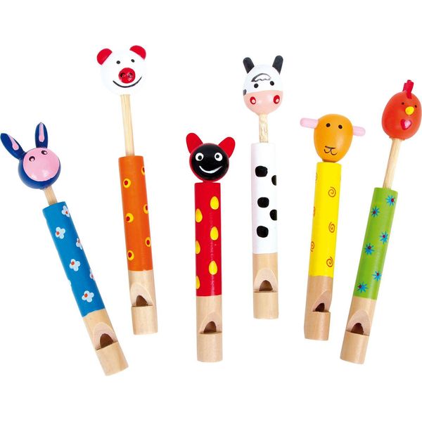 Fischietto In Legno A Forma Di Piede Per Bambini Animali 6 Pz-image