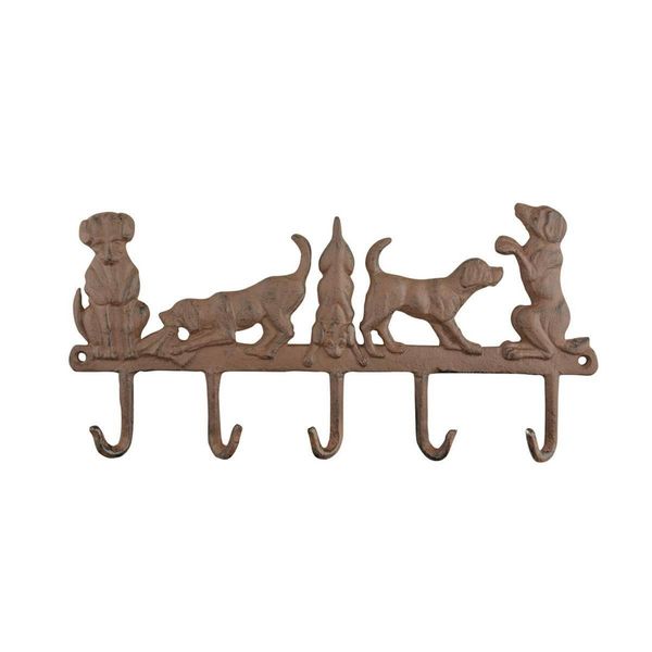 Esschert Design | Gancio Da Parete - Cani Vintage - 36 Cm - Divertente Gancio Decorativo Con 5 Ganci - Ideale Per Corridoi E Cucine-image