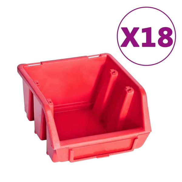 Vidaxl Set Di Contenitori Da 80 Pezzi Per Minuteria Con Piastre A Muro Rosso Nero-image