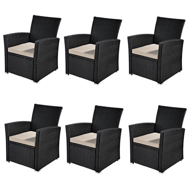 Mucola Sedia Da Giardino Set Di 6 Sedie Con Schienale Alto Nero Sedia In Rattan Sedia In Polyrattan Sedia In Vimini Sedia Da Giardino Sedie Da Terrazzo Mobili Da Salotto Balcone-image