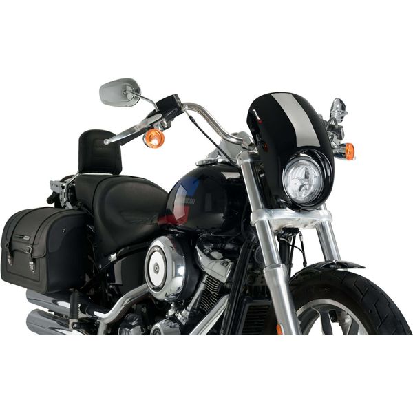 Cupolino Puig Semicarenato Nero Per Harley Davidson Softail Low Rider-image