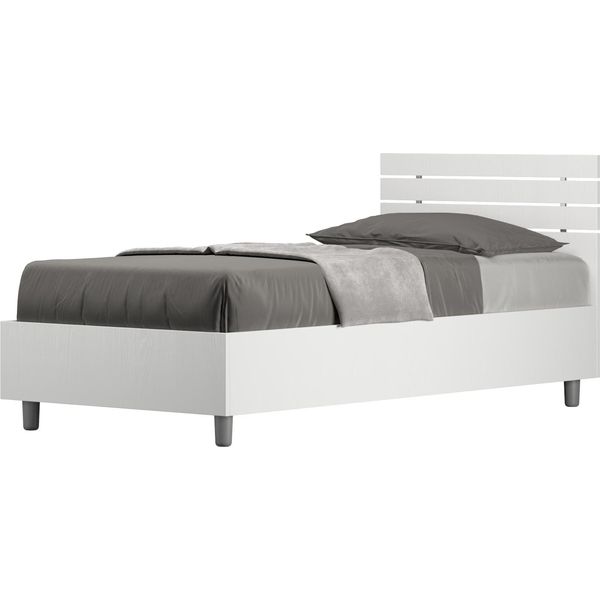Letto Singolo Contenitore 80X200 Testata Dritta Con Doghe Bianco Frassino Ankel-image