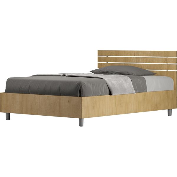 Ityhome - Letto Una Piazza E Mezza Contenitore 120X190 Testata Dritta Con Doghe Quercia Ankel-image