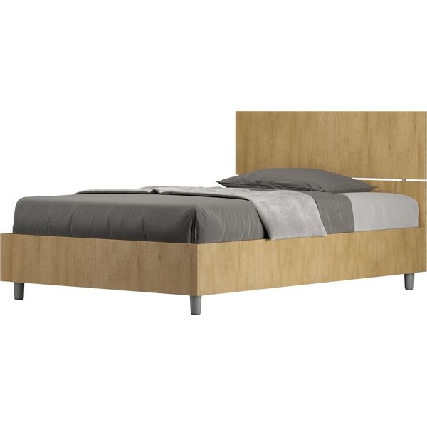 Ityhome - Letto Una Piazza E Mezza Contenitore 120X190 Testata Dritta Quercia Demas-image