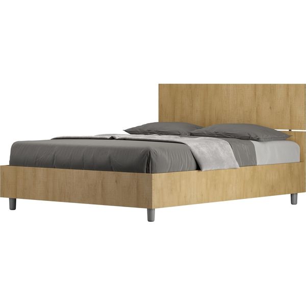 Ityhome - Letto Matrimoniale Francese Contenitore 140X190 Testata Dritta Quercia Demas-image