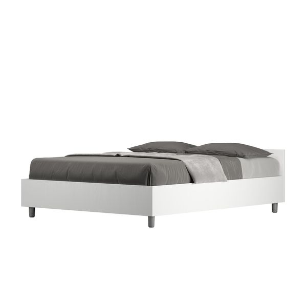 Ityhome - Letto Matrimoniale Francese Contenitore 140X190 Bianco Frassino Nuamo-image