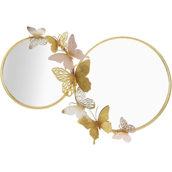Mauro Ferretti Specchio Da Parete Doppio Farfalle Rosa 81X3X52,5 Cm Oro Rosa-image