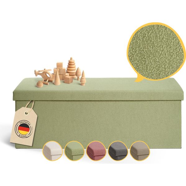 Panca Laleni Con Vano Portaoggetti Spazioso - Panca Con Vano Portaoggetti 110X38X38 Cm - Cassapanca Con Vano Portaoggetti - Cassapanca Verde-image