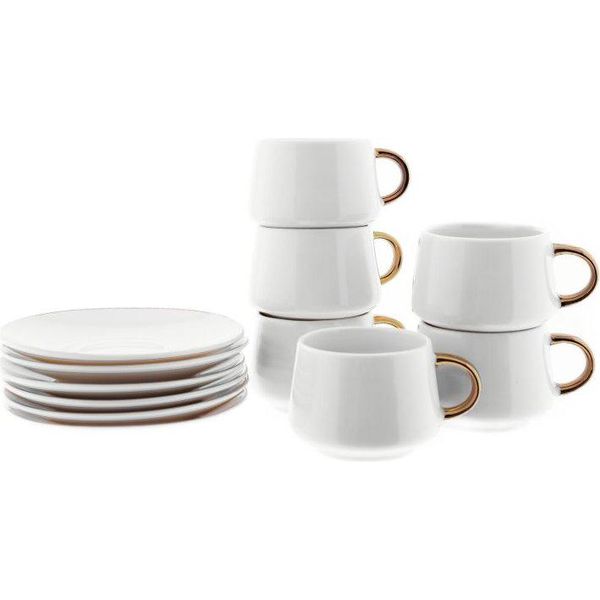 Set Di Tazze Demitasse In Porcellana Da 100 Ml - Per Un Caffè Elegante A Casa Gold-image