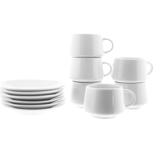Set Di Tazze Demitasse In Porcellana Da 100 Ml - Per Gustare Il Caffè A Casa Con Stile Bianco-image