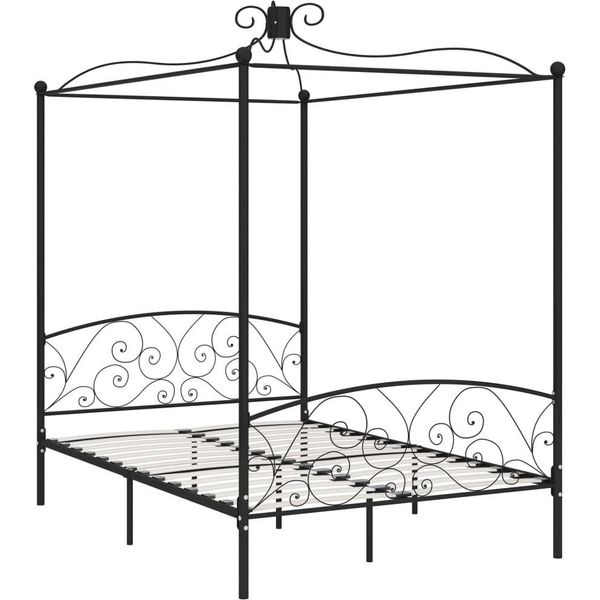 Syfax™ Letto A Baldacchino Nero In Metallo 120X200 Cm-image