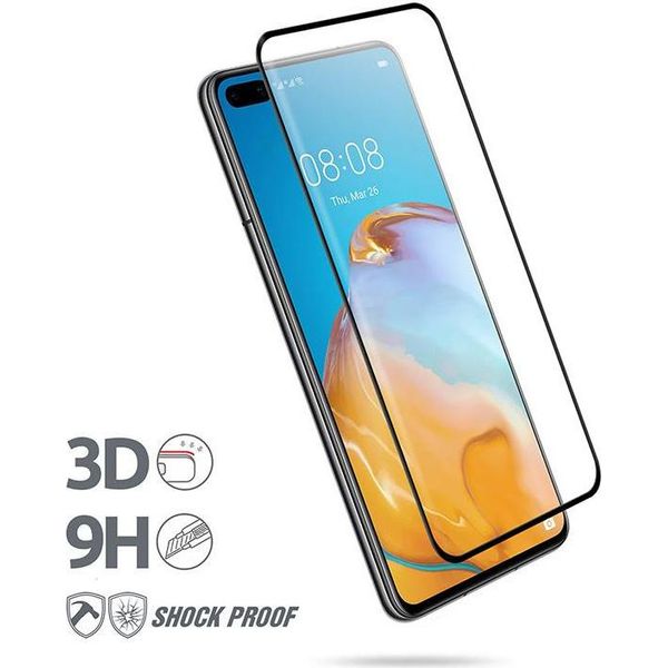Crong 3D Armour Glass 9H Schermo Pieno Vetro Temperato Huawei P40 + Telaio Di Installazione-image