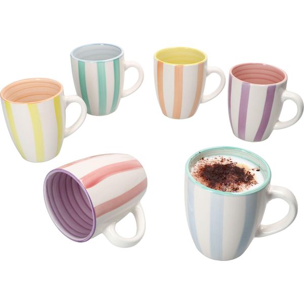 Beach Pastello Stripes Set Di 6 Tazze Da Caffè In Gres A Righe Pastello-image