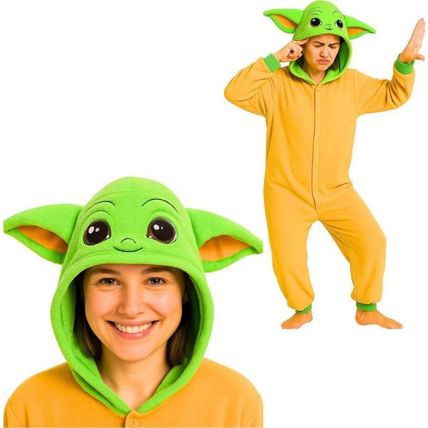Onesie Kigurumi Pigiama Star Wars Baby Yoda Grogu Costume L: 165 - 175Cm-image