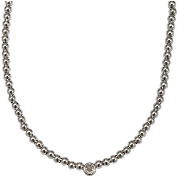 Kette Mit AnhäNger Firetti "Schmuck Geschenk Edelstahl Halsschmuck Halskette Kugeln", Silber (Silberfarben, Kristallweiß), Halsketten, Damen, Edelstahl, L: 43 B: 6Mm, Made In Germany - Mit Zirkonia (Synth.), B:6Mm-image