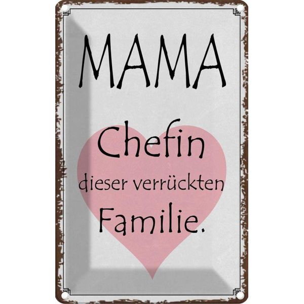 Vianmo Insegna Di Latta 30X20 Cm Mama Chefin VerrüCkter Familie-image