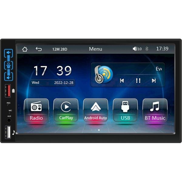 Autoradio Dual Din Con Schermo Hd Da 7 Pollici Bluetooth Hands Free Mp5 Player Kit Per Carplay Wireless Standard Con Ahd-image