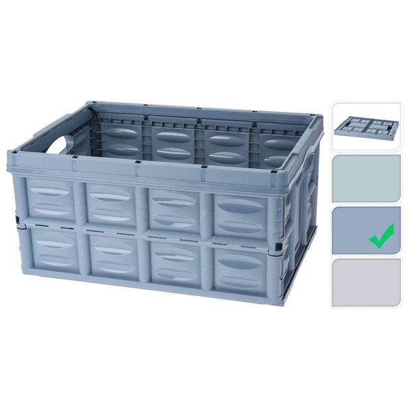 Scatola Pieghevole Per La Spesa 45L Grigio 52,5 X 39 X 25,5 Cm-image
