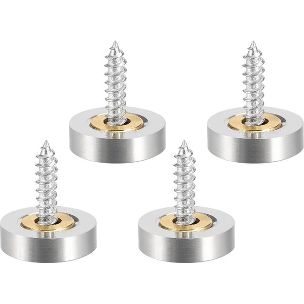 Set Di 4 Viti Per Specchi Con Tappi | Viti Decorative Da 16 Mm Con Tappo Di Copertura | Chiodi Per Specchi In Rame - Tappi Per Specchi In Argento | Viti Decorative Per Bagno | Viti Di Fissaggio Per Specchi-image
