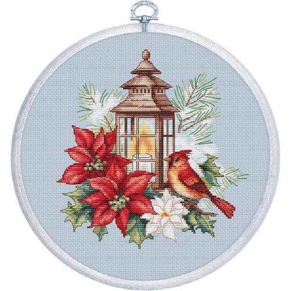 Kit Per Ricamo A Punto Croce Luca-S Con Cerchio Da Ricamo "Stella Di Natale"", Schema Di Conteggio, 16X17Cm"-image
