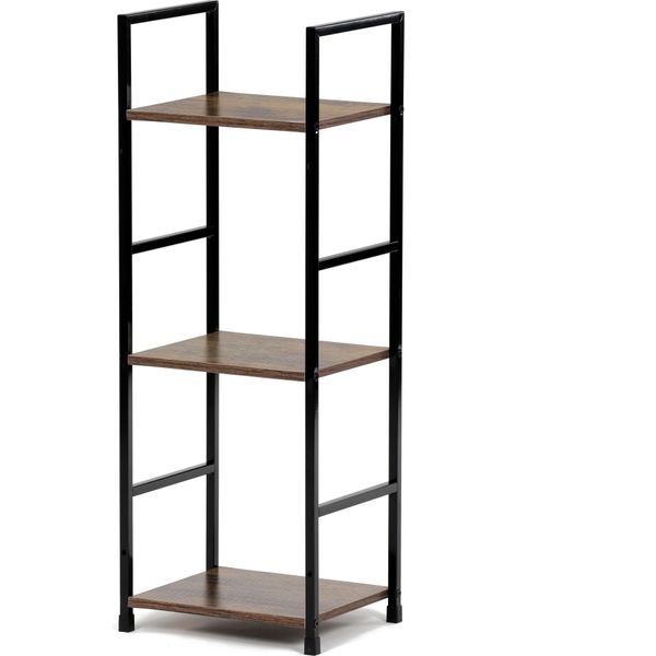 Scaffale, 3 Ripiani, Decoro Legno Vecchio, Mdf, Laccato Nero-image
