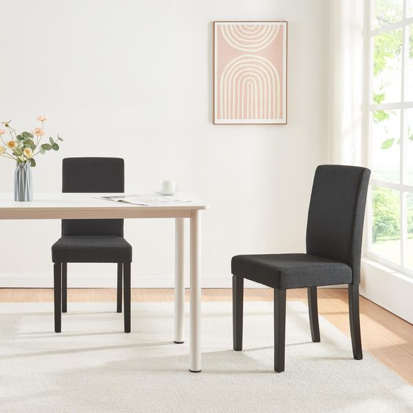 Sedia Da Pranzo 'Hamburg' Set Di 2 Sedie Imbottite Gambe In Legno Tessile Nero-image