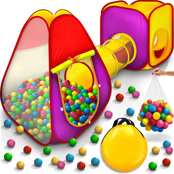 Tenda Da Gioco Kiduku Con Tunnel E 200 Palline Incl. Borsa Tenda Per Bambini Piscina Di Palline Tenda Pop Up Per Bambini-image