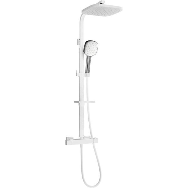 Mexen CQ33 Set Doccia Esterno Con Soffione E Miscelatore Termostatico, Bianco/Cromo - 772503395-21-image