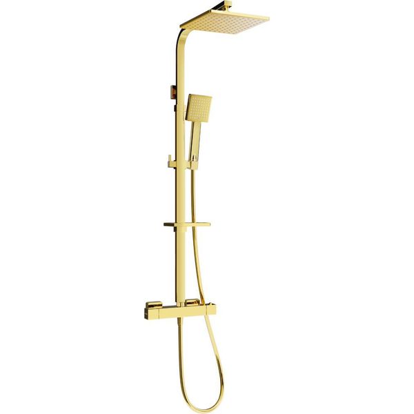 Mexen CQ45 Set Doccia Montato Esternamente Con Soffione E Batteria Termostatica, Oro - 772504595-50-image