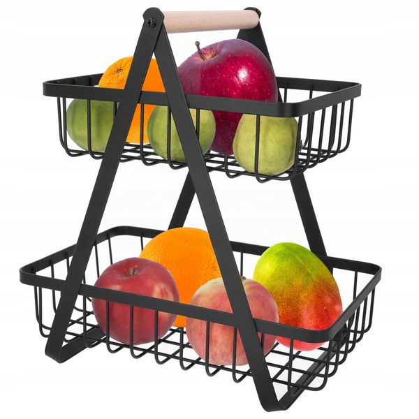 Cesto Per Frutta E Verdura A Due Livelli Cesto In Metallo In Soffitta-image