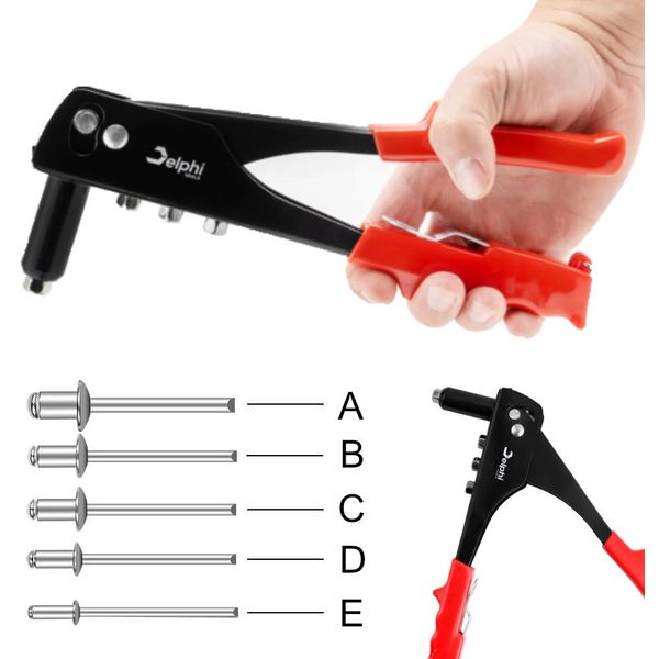 Delphi Set Di Pinze Per Rivettare Con 500-2,4 I 3,2 I 4,0 I 4,8 Mm Rivetti Ciechi Pinze Per Rivettare Cieche Strumento Professionale Per Rivettare Con Custodia-image