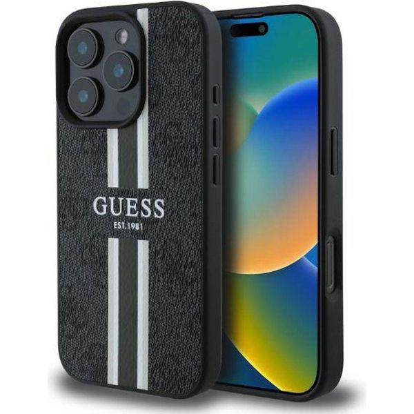 Guess Guhmp16Xp4Rpsk Custodia Rigida Per Iphone 16 Pro Max6.9 Czarny/Nero 4G Con Strisce Stampate Magsafe-image