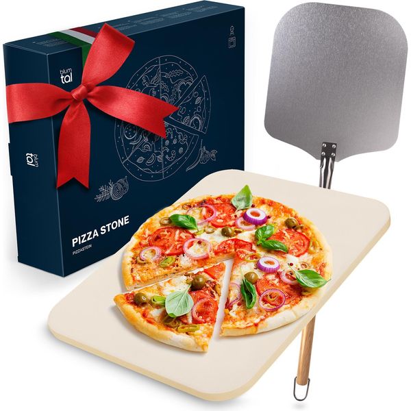 Pietra Per Pizza Blumtal Per Forno E Grill A Gas Incl. Buccia Per Pizza - Pietra Per Pizza Rettangolare In Cordierite, Per Pizza Come In Un Forno A Pietra, Incl. Buccia Per Pizza-image