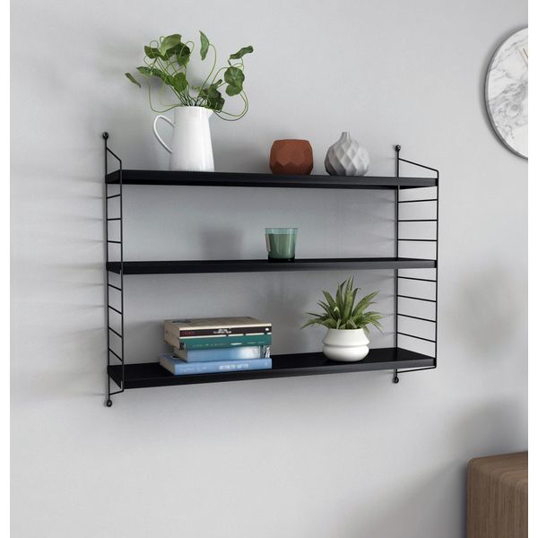 Scaffale A Parete Modulare SträNgnäS Scaffale In Metallo Nero Opaco Scaffale Pensile Con 3 Ripiani Scaffale Da Bagno Scaffale Da Parete Per Cucina Scaffale Da Parete Scaffale Da Soggiorno-image