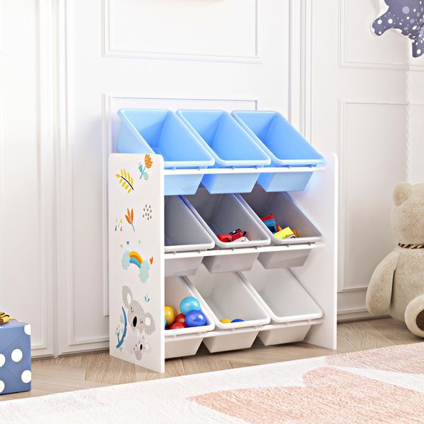 Scaffale Per Bambini 'MuxíA' Con 9 Scatole Portaoggetti Motivo Koala 60 X 62 X 26,5 Cm-image