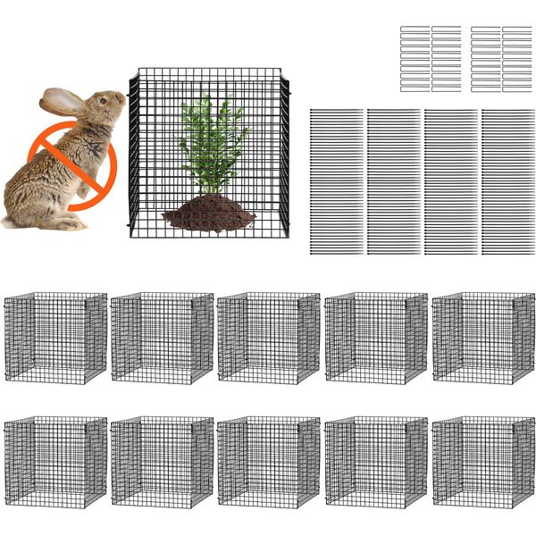 Succebuy Confezione Da 10 Protezioni Per Piante, Gabbie In Rete Metallica 12 "X12"", Protezione Per Piante Da Esterno Per Fiori, Ortaggi, Allontana Gli Animali, Rete Metallica"-image