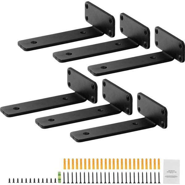 Succebuy Mensola 160 X 100 X 45 Mm 6 Staffe Per Mensole Spessore 5 Mm Nero Opaco Portata 72,6 Kg-image