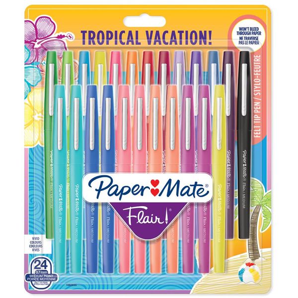 Papermate 1982655 Paper Mate Faserschreiber Flair 24Er Trop.Vacation M 0.7 Mm Blister-image