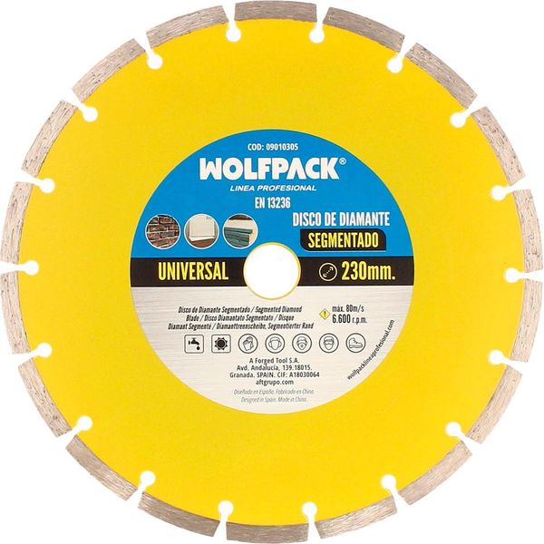 Disco Diamantato Laser Segmentato Wolfpack In Acciaio Sinterizzato 230 Mm.-image